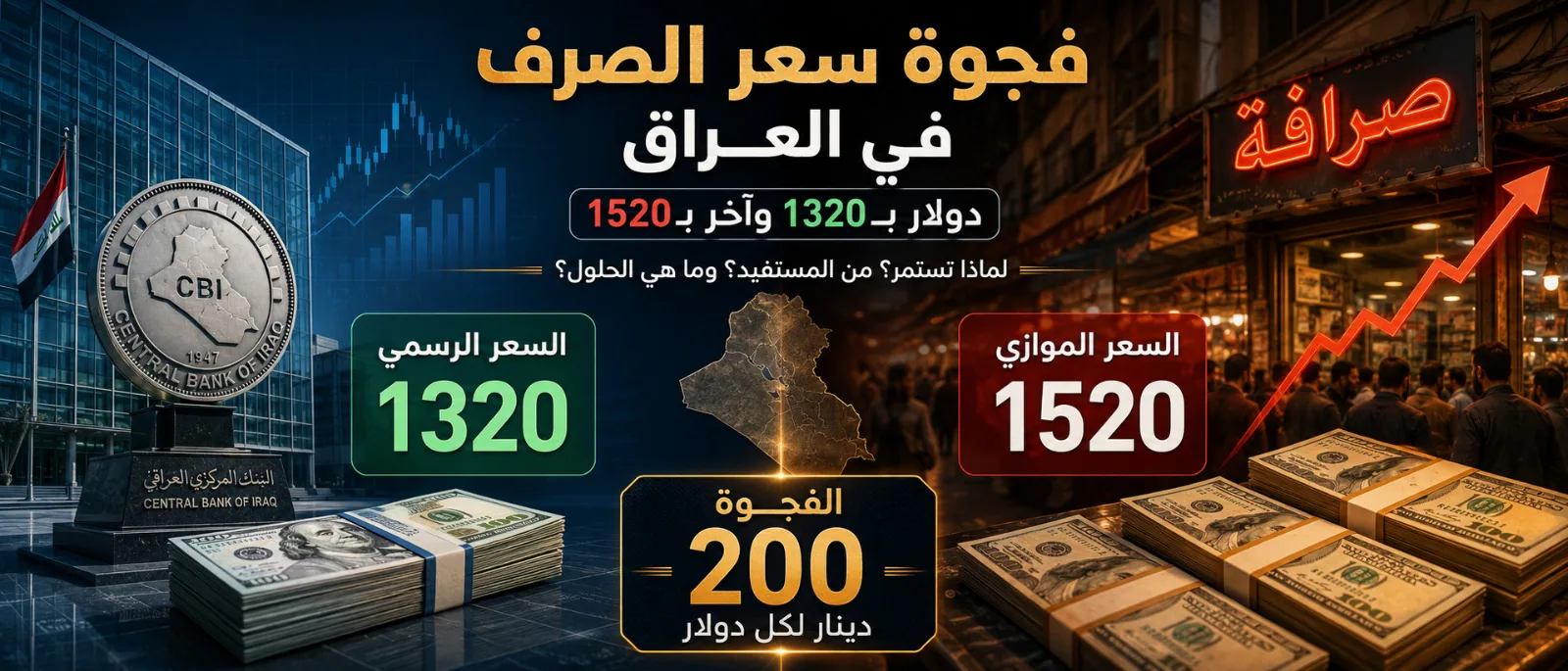 دولار بـ1320 وآخر بـ1520: من يصنع فجوة سعر الصرف في العراق ومن المستفيد منها؟